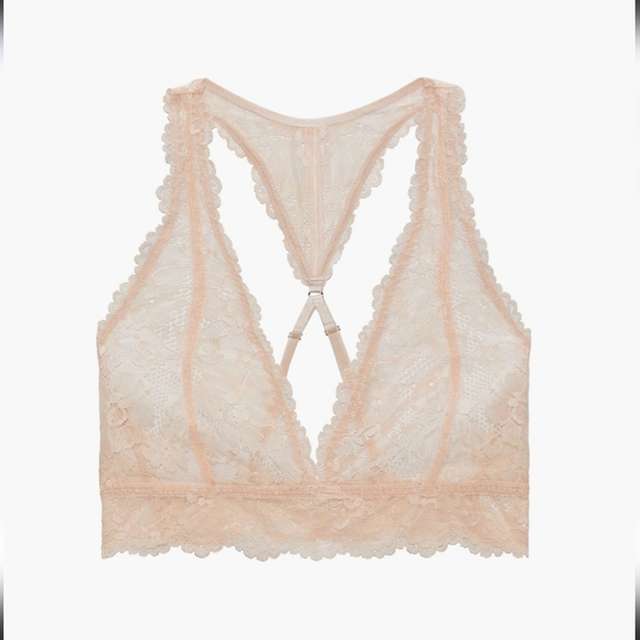 SAVAGE X FENTY Floral Lace Racerback Bralette / Pink Rose Quartz Medium NWT - Picture 2 of 12